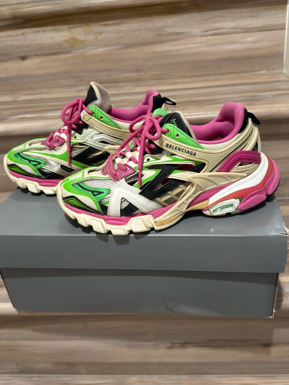 Authentic Balenciaga Women's Neon Multicolor Track Runner Sneakers